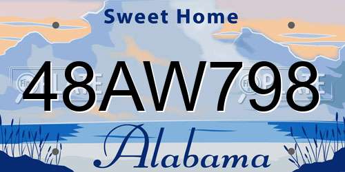 48AW798 Alabama License Plate