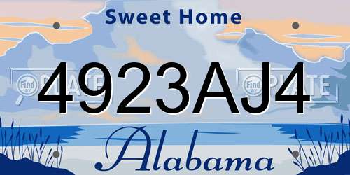 4923AJ4 Alabama License Plate