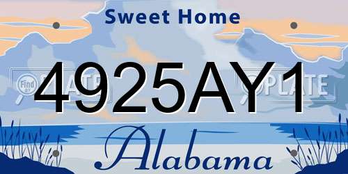 4925AY1 Alabama License Plate