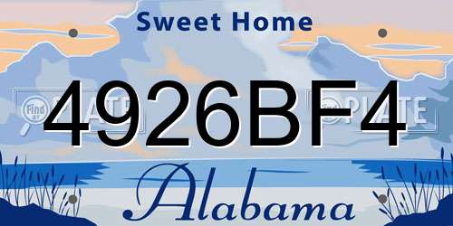 4926BF4 Alabama License Plate
