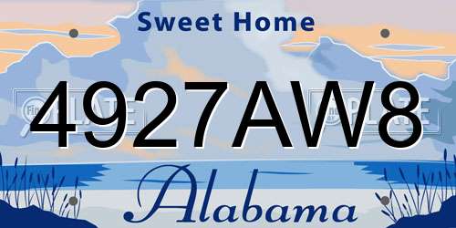 4927AW8 Alabama License Plate