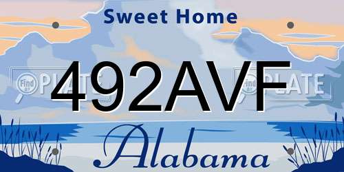 492AVF Alabama License Plate