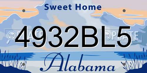 4932BL5 Alabama License Plate