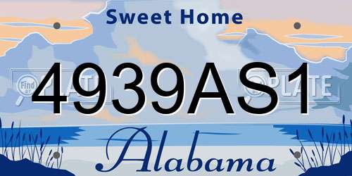 4939AS1 Alabama License Plate