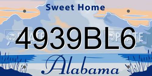 4939BL6 Alabama License Plate