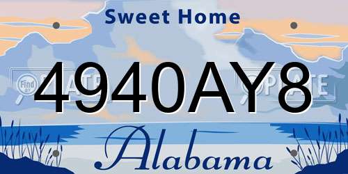 4940AY8 Alabama License Plate