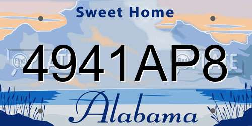 4941AP8 Alabama License Plate