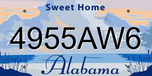 4955AW6 Alabama License Plate