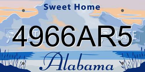 4966AR5 Alabama License Plate