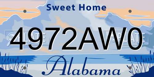 4972AW0 Alabama License Plate