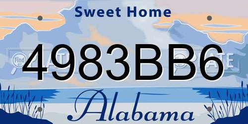 4983BB6 Alabama License Plate