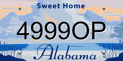 4999OP Alabama License Plate