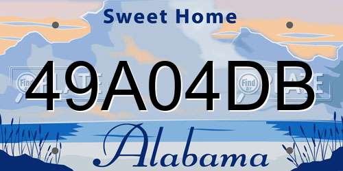 49A04DB Alabama License Plate
