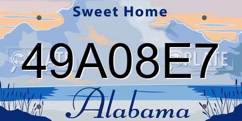49A08E7 Alabama License Plate