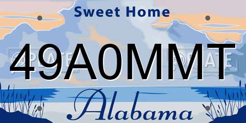 49A0MMT Alabama License Plate