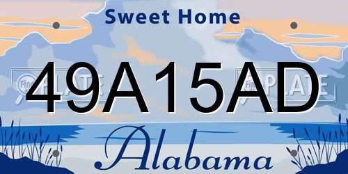 49A15AD Alabama License Plate
