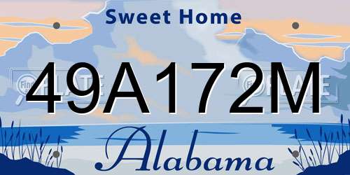 49A172M Alabama License Plate