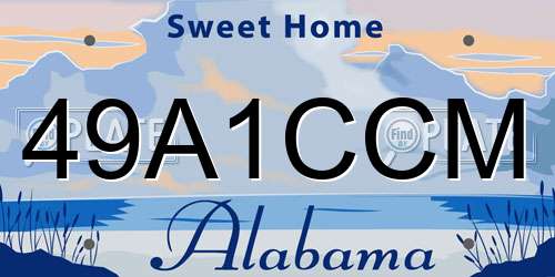 49A1CCM Alabama License Plate