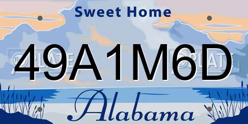 49A1M6D Alabama License Plate