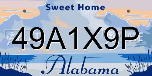 49A1X9P Alabama License Plate