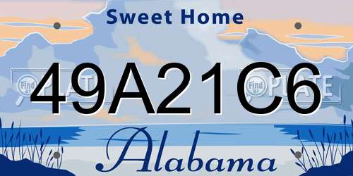 49A21C6 Alabama License Plate