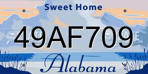 49AF709 Alabama License Plate