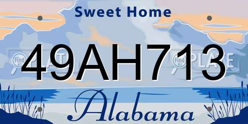 49AH713 Alabama License Plate