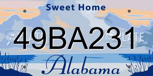 49BA231 Alabama License Plate