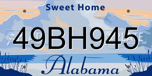 49BH945 Alabama License Plate