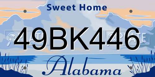 49BK446 Alabama License Plate