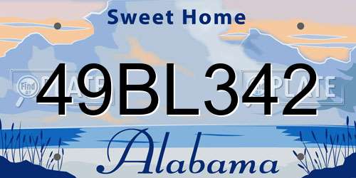 49BL342 Alabama License Plate