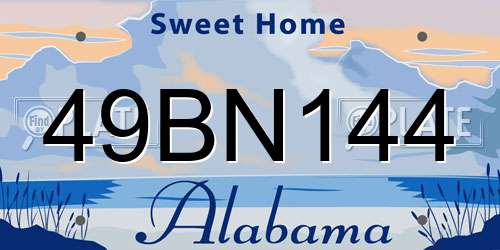 49BN144 Alabama License Plate