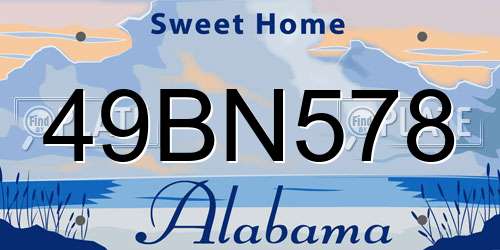 49BN578 Alabama License Plate