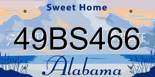 49BS466 Alabama License Plate