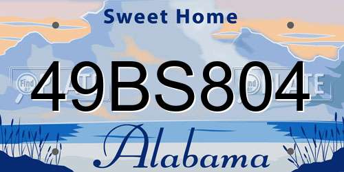 49BS804 Alabama License Plate