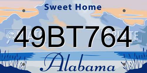49BT764 Alabama License Plate