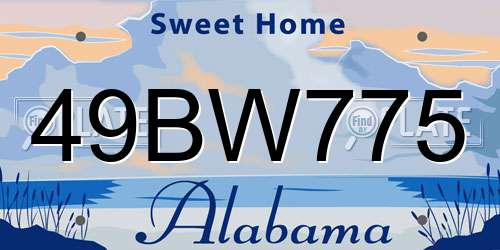 49BW775 Alabama License Plate