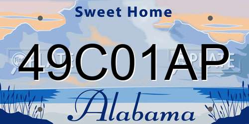 49C01AP Alabama License Plate