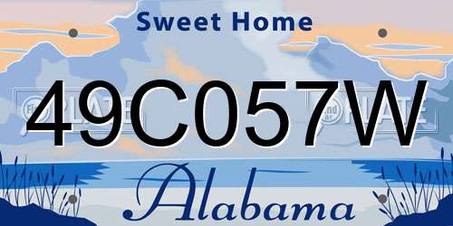 49C057W Alabama License Plate