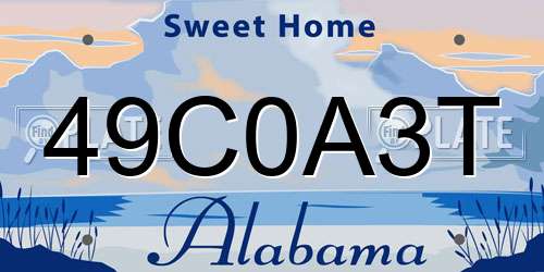 49C0A3T Alabama License Plate