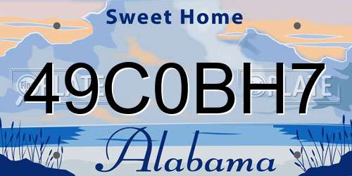 49C0BH7 Alabama License Plate