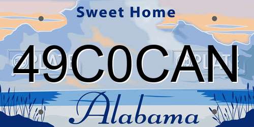 49C0CAN Alabama License Plate