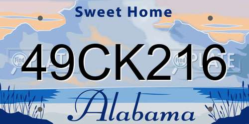 49CK216 Alabama License Plate