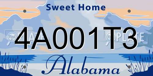 4A001T3 Alabama License Plate