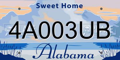 4A003UB Alabama License Plate