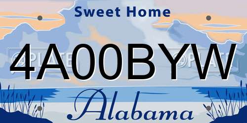4A00BYW Alabama License Plate
