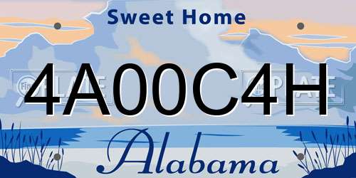 4A00C4H Alabama License Plate