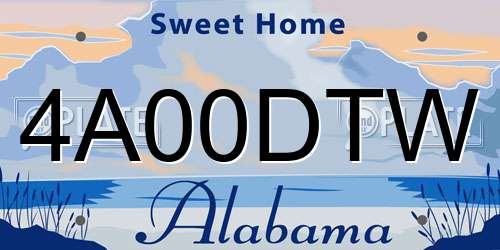 4A00DTW Alabama License Plate