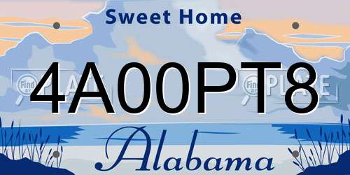 4A00PT8 Alabama License Plate