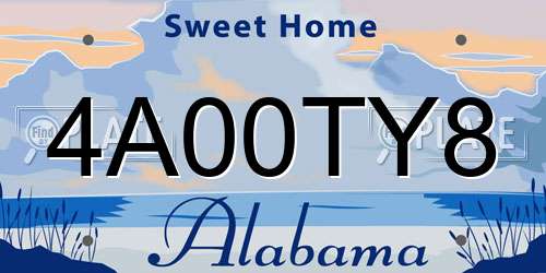 4A00TY8 Alabama License Plate